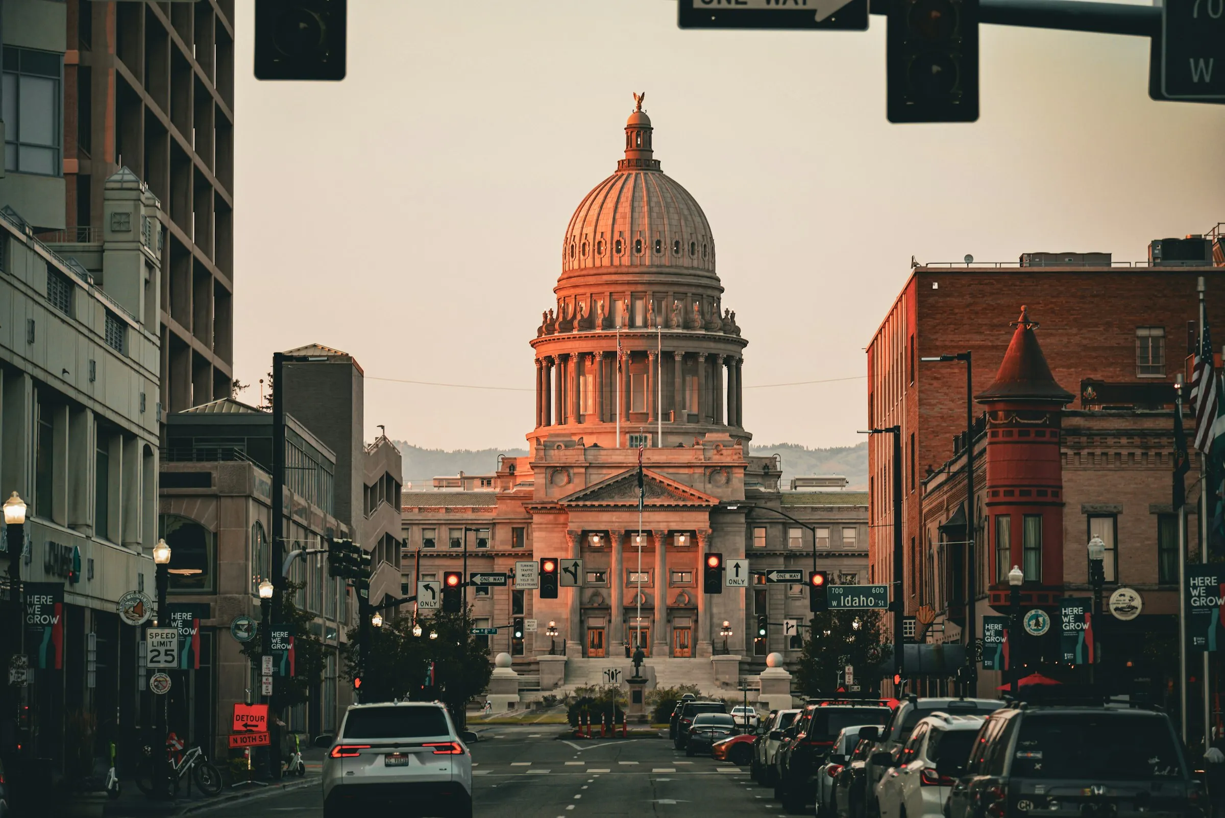 Downtown Boise, looking up 8th Street to the Idaho State Capitol